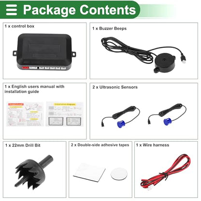 Universal Car Auto Vehicle Reverse Backup Radar System Reverse Parking Sensors Alarm Buzzer Reminder Distance Detection Dark Blue 2 Parking Sensors