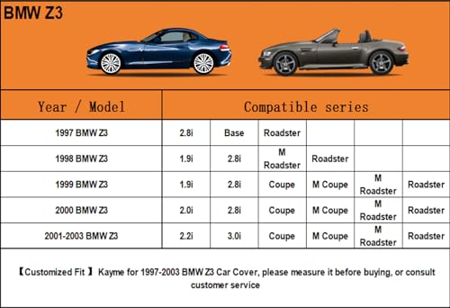 6 Layers Waterproof Car Cover for BMW Z3 1997