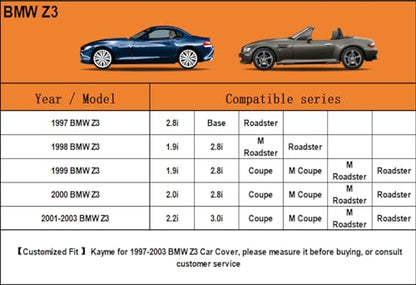 6 Layers Waterproof Car Cover for BMW Z3 1997