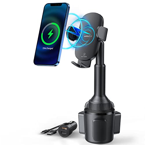 15W Qi Fast Wireless Car Charger Solid Cup Holder Phone Mount