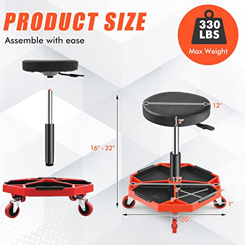 Adjustable Mechanic Rolling Stool