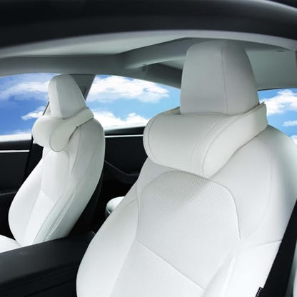 Car Headrest Pillow Neck Support Cushion for Tesla White (17.637 Ounce)