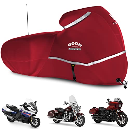 Motorcycle Cover with Side Box Heavy Duty 600D Waterproof for Touring Models Harley Davidson Road King