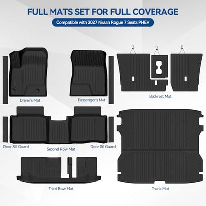 Custom Fit Floor Mats for 2027 Nissan Rogue 7 Seats PHEV