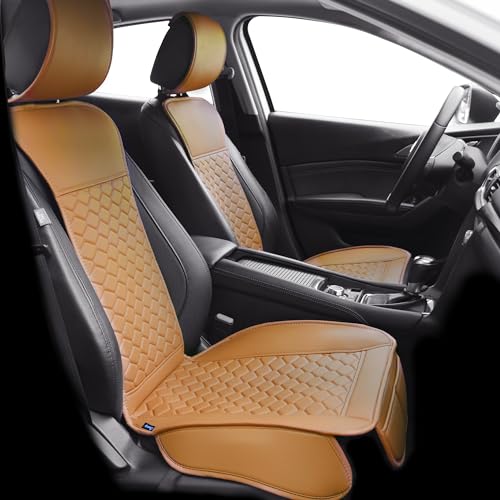 Leather Car Seat Covers Front 2PC Waterproof Universal Cognac