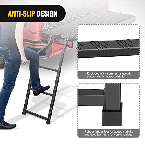 Foldable Truck Tailgate Ladder for Pickup with Step Grip Plates