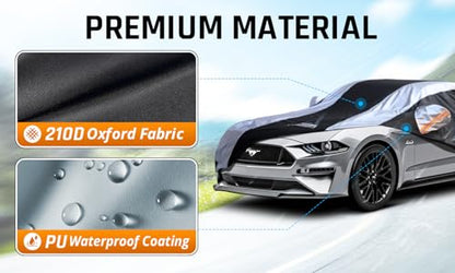 Mustang Car Cover Waterproof All Weather with Silver Strip Design