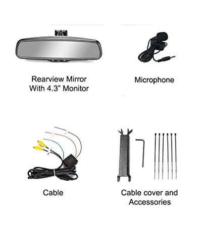 10.5" OEM Rear View Mirror with 4.3" LCD Screen + Bluetooth Enabled