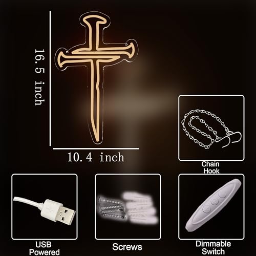 Three Nails Led Cross Neon Sign for Wall Decor