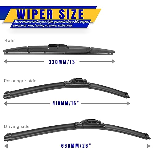 3 Wipers Fits Honda CRV CR
