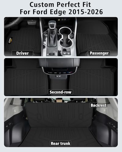 Floor Mats & Cargo Mat & Backrest Mat Custom for Ford Edge 2015 (160 Ounce)