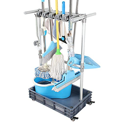 Broom And Mop Holder Put Wet Mops Movable Floor