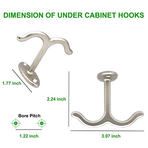 10 Pcs Zinc Alloy Ceiling Double Hook Cabinet Wardrobe Coat Towel Hat Hook Hooks Under Cabinet Shelf (10 Count)