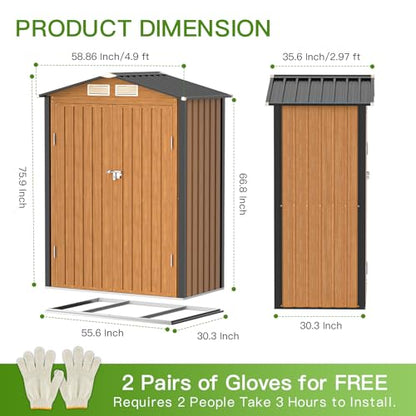 5x3 Ft Outdoor Storage Shed with Floor