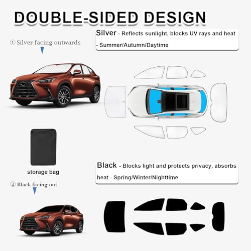 8pcs Thicken Sun Shades for Lexus NX 2022 (8 Count)