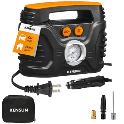 AC DC Power Supply Portable Air Compressor Pump with Analog Display to 100 PSI for Home