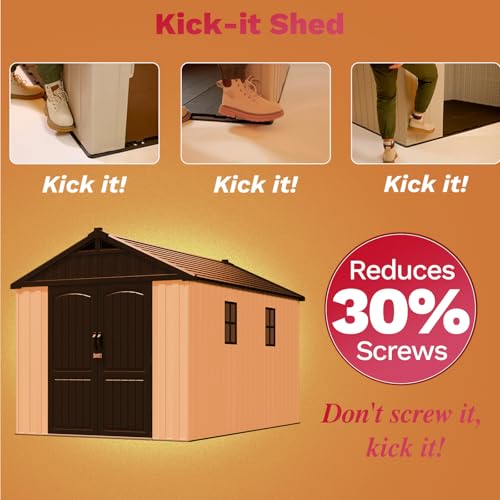 8x12 FT Resin Outdoor Storage Shed with Floor