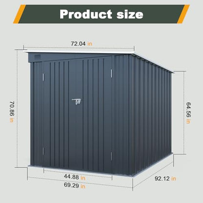 6x8FT Outdoor Storage Shed with Lockable Double Doors