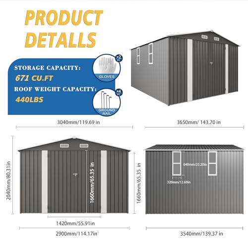 10x12x6.7FT Outdoor Storage Shed