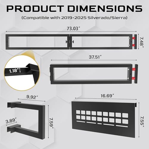 Truck Bed Divider with MOLLE Panel Aluminum Foldable Cargo Divider fit 2019