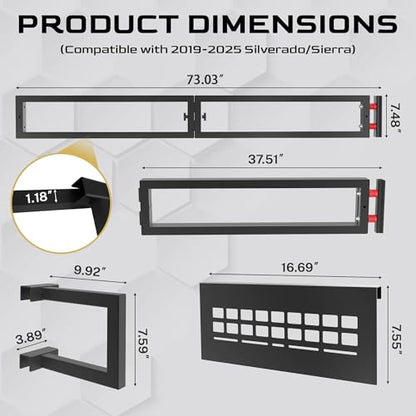 Truck Bed Divider with MOLLE Panel Aluminum Foldable Cargo Divider fit 2019