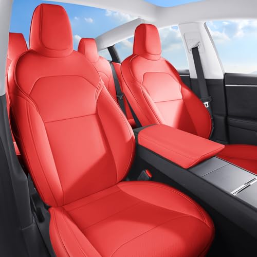 2024 2026 Tesla Model 3 Highland Upgraded Car Seat Covers Nappa Leather Car Interior Airbag Compatible Cushion Cover Full Set Custom Fit Model 3 (9 Count)