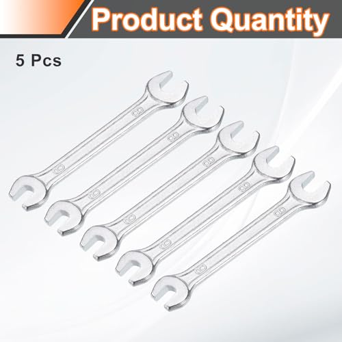 5pcs Double Open End Wrench 6mm x 8mm Metric 15 Degree Offset Angle Small Flat Head Wrench Galvanizing Open Ended Spanner for Automotive Repair Furniture Assembly (5 Count)