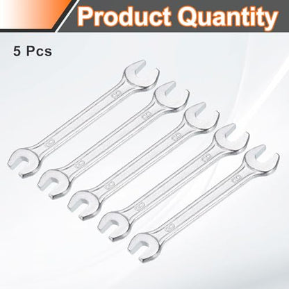 5pcs Double Open End Wrench 6mm x 8mm Metric 15 Degree Offset Angle Small Flat Head Wrench Galvanizing Open Ended Spanner for Automotive Repair Furniture Assembly (5 Count)