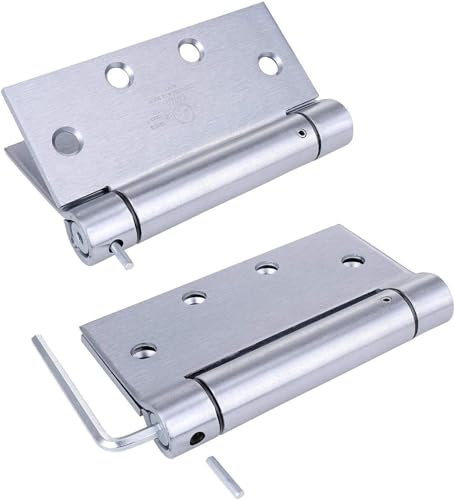 2 Pack 4.5"x4.5" Brushed Satin Chrome Self Closing Reversible Door Hinge (2 Count)
