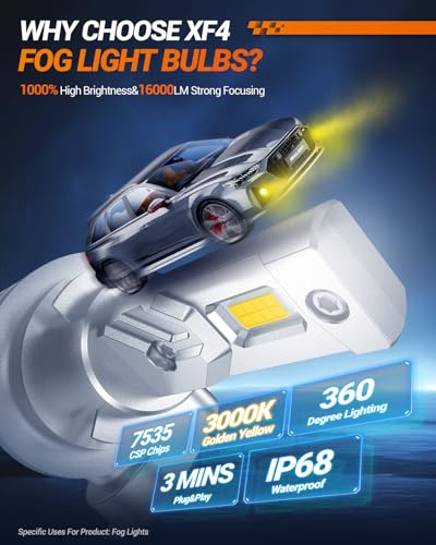 H11 LED Fog Lights Bulbs Yellow or DRL 16000LM Brightness (2 Count)