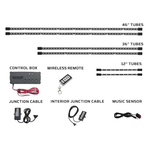 6pc Million Color Wireless LED Car Underglow & Interior Light Kit
