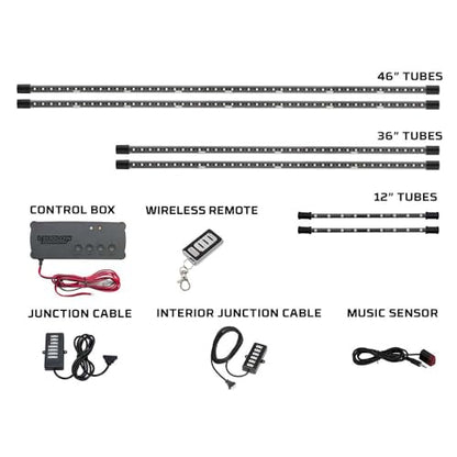 6pc Million Color Wireless LED Car Underglow & Interior Light Kit