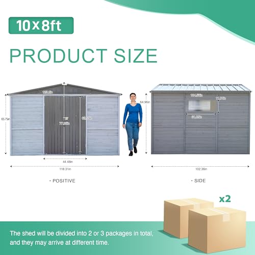8x10 FT Outdoor Storage Shed with Windows