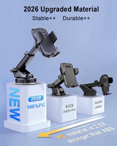 2026 NEW] Car Phone Holder [Upgraded Strongest Suction & Clip] Cell Phone Mount for Dashboard Windshield Vent
