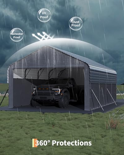 12x20x9 ft Metal Carport Enclosed