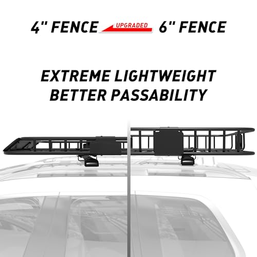 Rooftop Cargo Carrier Combo Roof Rack Cargo Basket 84" x 39" x 4"