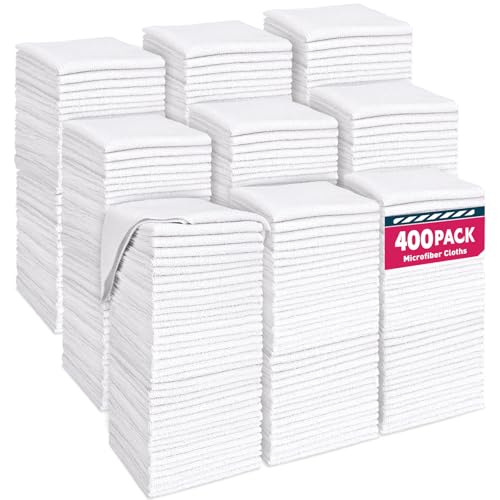 White Microfiber Cleaning Cloths Bulk (400 Count)