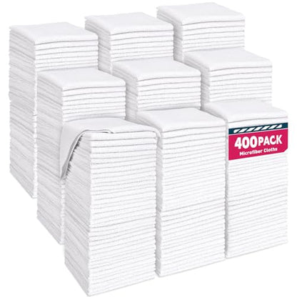 White Microfiber Cleaning Cloths Bulk (400 Count)