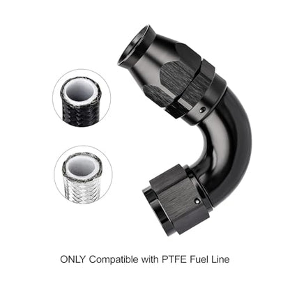 12AN 120 Degree PTFE One Piece Full Flow End Hose Fitting Aluminum Black