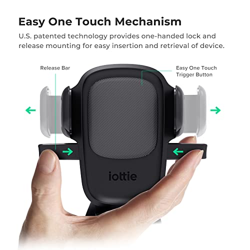 Easy One Touch Signature Dashboard & Windshield Universal Car Mount Phone Holder Desk Stand with Suction Cup Base and Telescopic Arm for iPhone