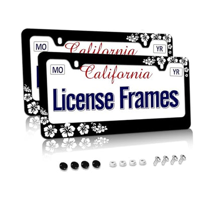 Hibiscus Flower License Plate Frame Hibiscus License Plate Holder Floral License Plate Covers tag Frame