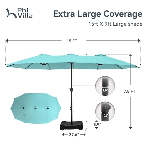 15ft Large Outdoor Patio Umbrella with Base Included
