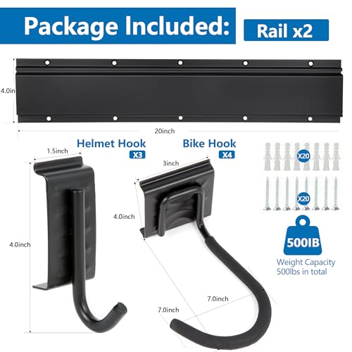 40.24in Vertical Wall Bike Rack Holds 4 Bikes 3 Helmet Hooks