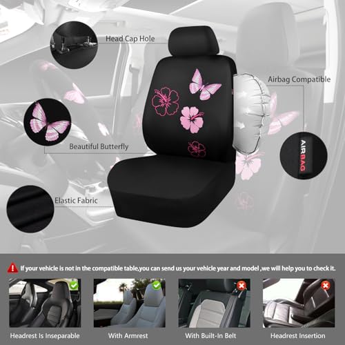 Universal Cloth Butterfly Car Seat Covers Full Set