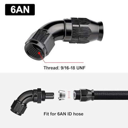 PTFE One Piece Full Flow End Hose Fitting Aluminum