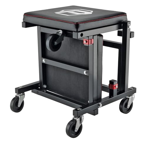 2-in-1 Rolling Creeper Seat Converts from High to Low Roller Seat, Fast, Tool-Free Conversion, Garage, Shop, Brake Jobs, Washing, Detailing, Maintenance, Thick Pad, 3-in. Casters - 240298
