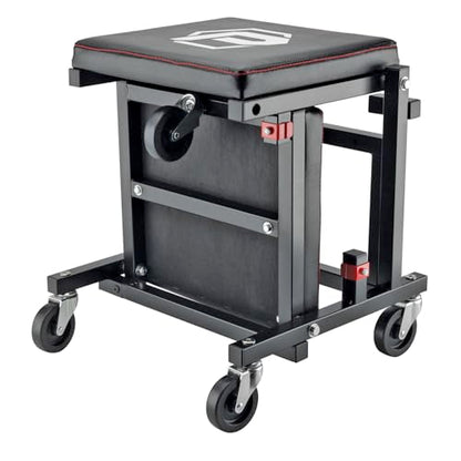 2-in-1 Rolling Creeper Seat Converts from High to Low Roller Seat, Fast, Tool-Free Conversion, Garage, Shop, Brake Jobs, Washing, Detailing, Maintenance, Thick Pad, 3-in. Casters - 240298
