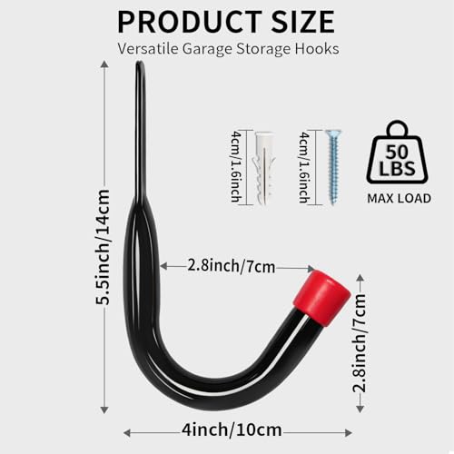 Wall Mount Garage Storage Hooks (6 Count)