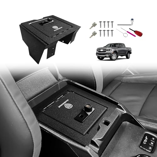 for 2026 2025 2024 Ford Ranger Center Console Safe Gun Safe Vault Hidden Console Storage LockBox Anti