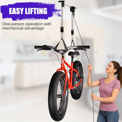 Bike Hoist Heavy Duty Ebike Pulley System for Garage Ceiling
